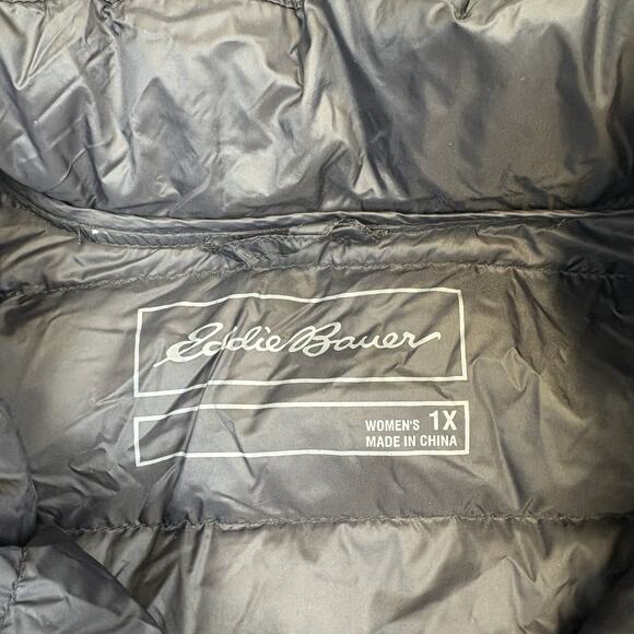 Eddie Bauer Puffer Jacket Women’s Plus Size 1X Black Down EB650 Hiking Outdoors - Picture 5 of 10